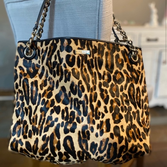 RARE Kate Spade Streetcar Darya Leopard Haircalf $1295. Size: 13”h x 15”l x 5”d - Picture 3 of 7